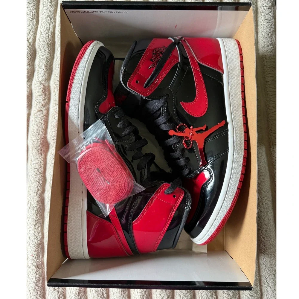 Nike Air Jordan 1 Retro High OG Patent Bred Black Red 555088-063 Mens 11